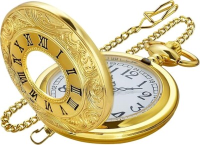 Reloj Bolsillo Vintage Con Numeros Romanos Relojes De Bolsillo Cuarzo Con Cadena