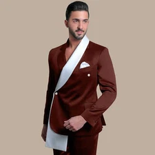 Men Suits Slim Fit 2 Piece Set Notch Lapel Formal Wedding Business Casual Outfit