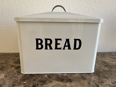 White Bread Box Kitchen New Countertop Large Stainless Steel Breadbox Vintage