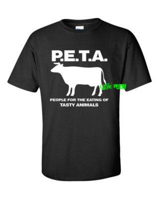 PETA PARODY T SHIRT PEOPLE FOR THE EATING OF TASTY ANIMALS outlaw biker humor