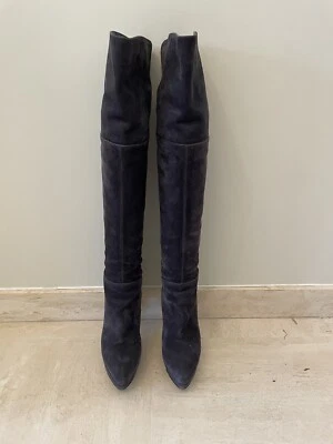 Bottes Cuissardes Sergio Rossi T 36,5 Italienne Daim Gris - Photo 1/4