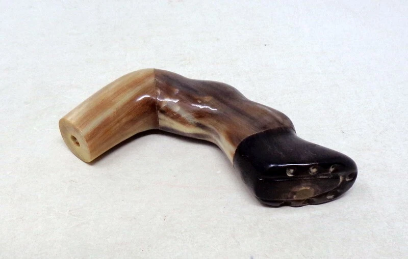 Pommeau ancien ombrelle canne parapluie en corne bovine - Forme Sabot de cheval - Photo 4/4