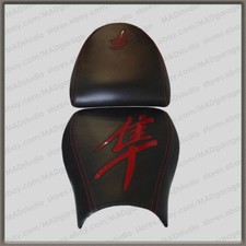 Fundas De Asiento Delantero Y Trasero Para Suzuki Hayabusa GSX1300R (1999-2007) - Vinilo Negro, Hechas En USA