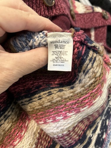 Sundance Fair Isle Button Front Cardigan Sweater Size XS Oversized Plum Pink - Picture 6 of 6