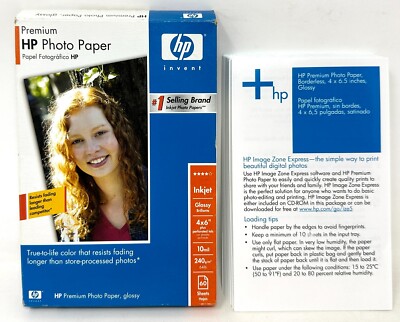HP Premium 4x6 Inch Glossy Inkjet Photo Paper (Q1989ZA) (53 Sheets Open Box)