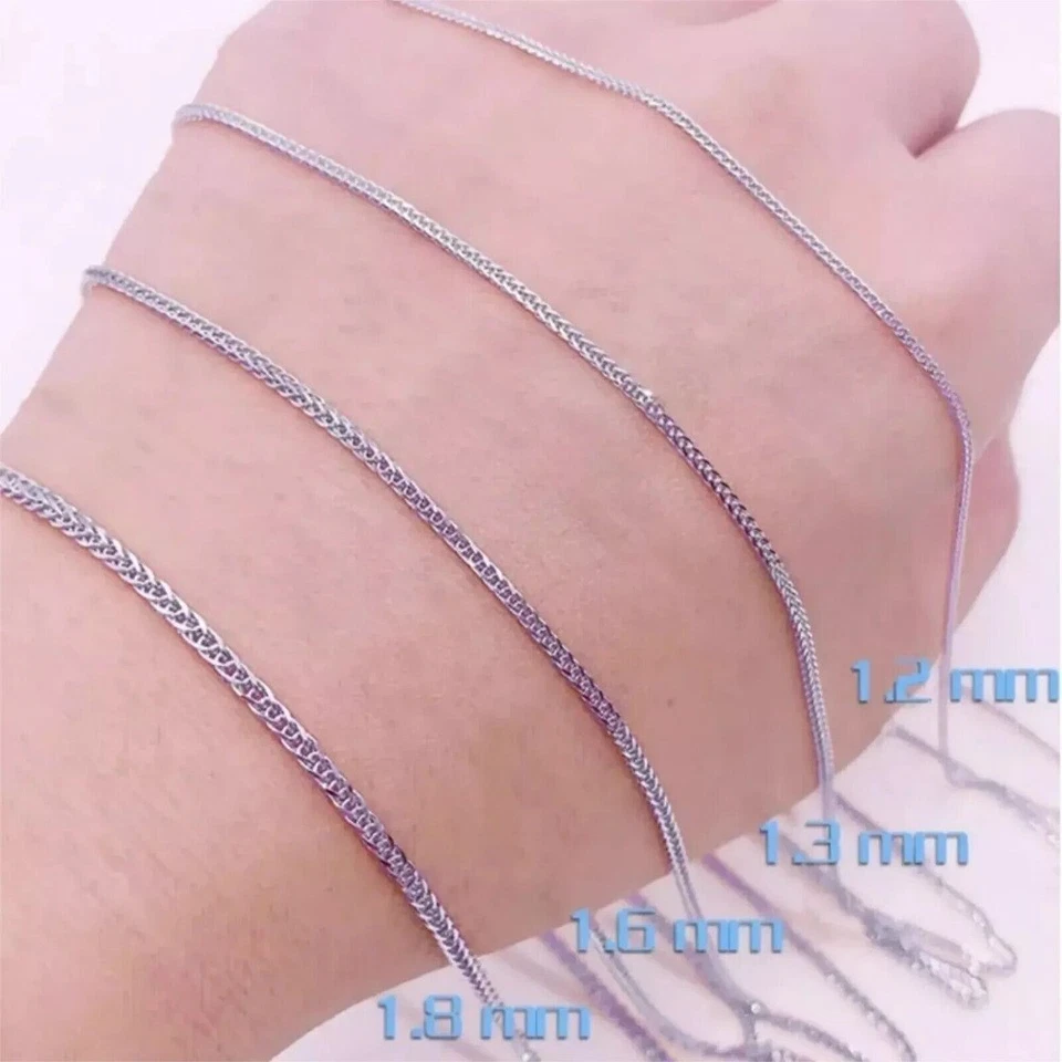 Collar de cadena de platino puro 950 para mujer de 1,1 mm de ajuste de corazón de trigo de 2,78 g/19,6 pulgadas Foto 4 de 4