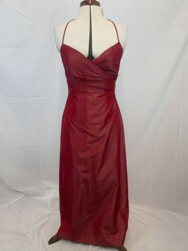 Monsoon 90s Red Halter Neck Evening / Prom Maxi Dress - Size 10 - Foto 1 di 5