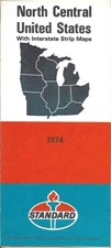 1974 STANDARD OIL Road Map NORTH CENTRAL UNITED STATES Michigan Missouri Iowa