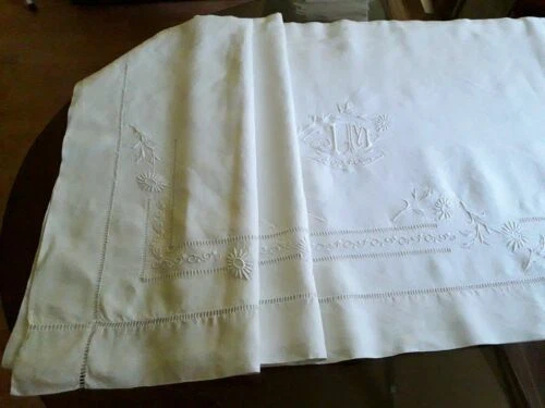 Textiles anciens Art déco draps blancs