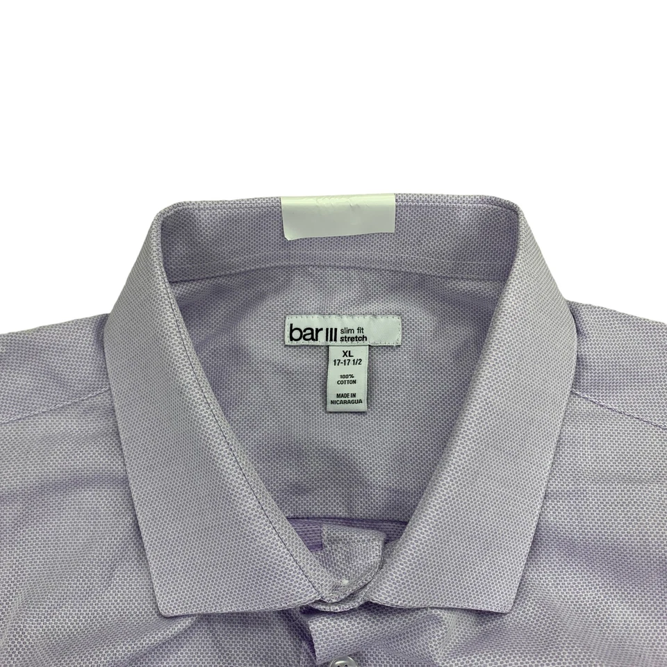 Camisa de vestir Bar III para hombre ajustada texturizada elástica púrpura claro 17-17,5 Foto 3 de 4