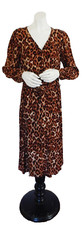 Talbots Women’s Leopard Print V Neck Fit and Flare Belted Dress Size 6 NWT