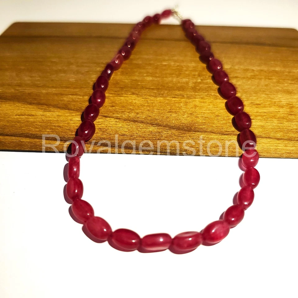 Collar de cuentas de rubí natural, collar de cuentas de pepitas de rubí genuino, cuentas de piedras preciosas Foto 2 de 4