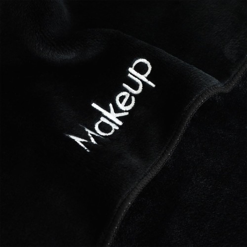 6 Pack of Makeup Removal Towels - Embroidered Black 13 x 13 Cotton Washcloth - Picture 2 of 14