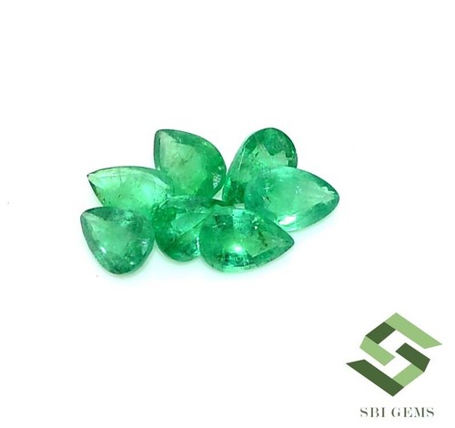 6x4 mm Natural Emerald Pear Cut Lot 07 Pcs 2.47 CTS Calibrated Loose Gemstones - Picture 6 of 7