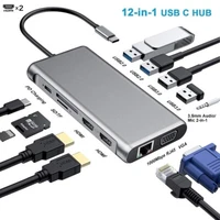 12-in-1 USB-C Hub Dual HDMI 4K VGA Gigabit Ethernet USB Ports