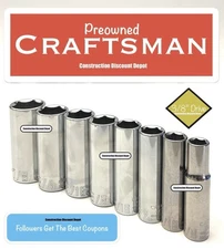 Preowned Craftsman  8 Piece 3/8" Drive 6 Point SAE Socket Deep Set