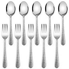 Toddler Forks and Spoons Set, 10-Piece Stainless Steel Toddler Silver Mirror