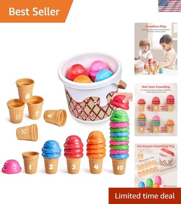 Ice Cream Preschool Learning Activities Counting and Color Sorting Set Stacki...