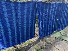 3 Vintage Retro Satin Rayon? Embroidered Fabric Curtains Crafts 115x115cm (B90