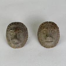 Pair of Architectural Salvaged Metal Lions Head From NYC building, Decor Element