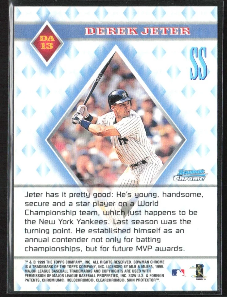 Derek Jeter 1999 Bowman Chrome Diamond Aces #DA13 New York Yankees - Image 2 of 2