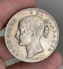 1847 Silver Crown, Some Contact Marks Otherwise About Extremely Fine, Scarce