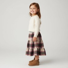 Skirt Flannel Girls 2/3 Pink Plaid Ruffle Tier Long Cotton Mom and Pop's Kids