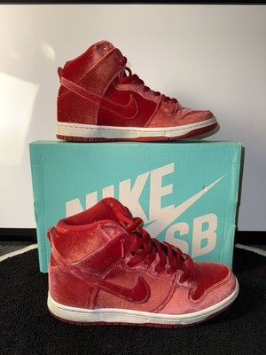 Size 8 - Nike SB Dunk PRM High Red Velvet Preowned OG Box