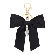 Bow Knot Keychain, Cute Bag Charm Keyring for Women Purse Black with Heart 