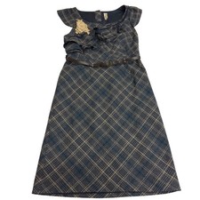 Floreat Dress Womens Size 8 Plaid Ruffle Belted Wool Anthropologie Y2K