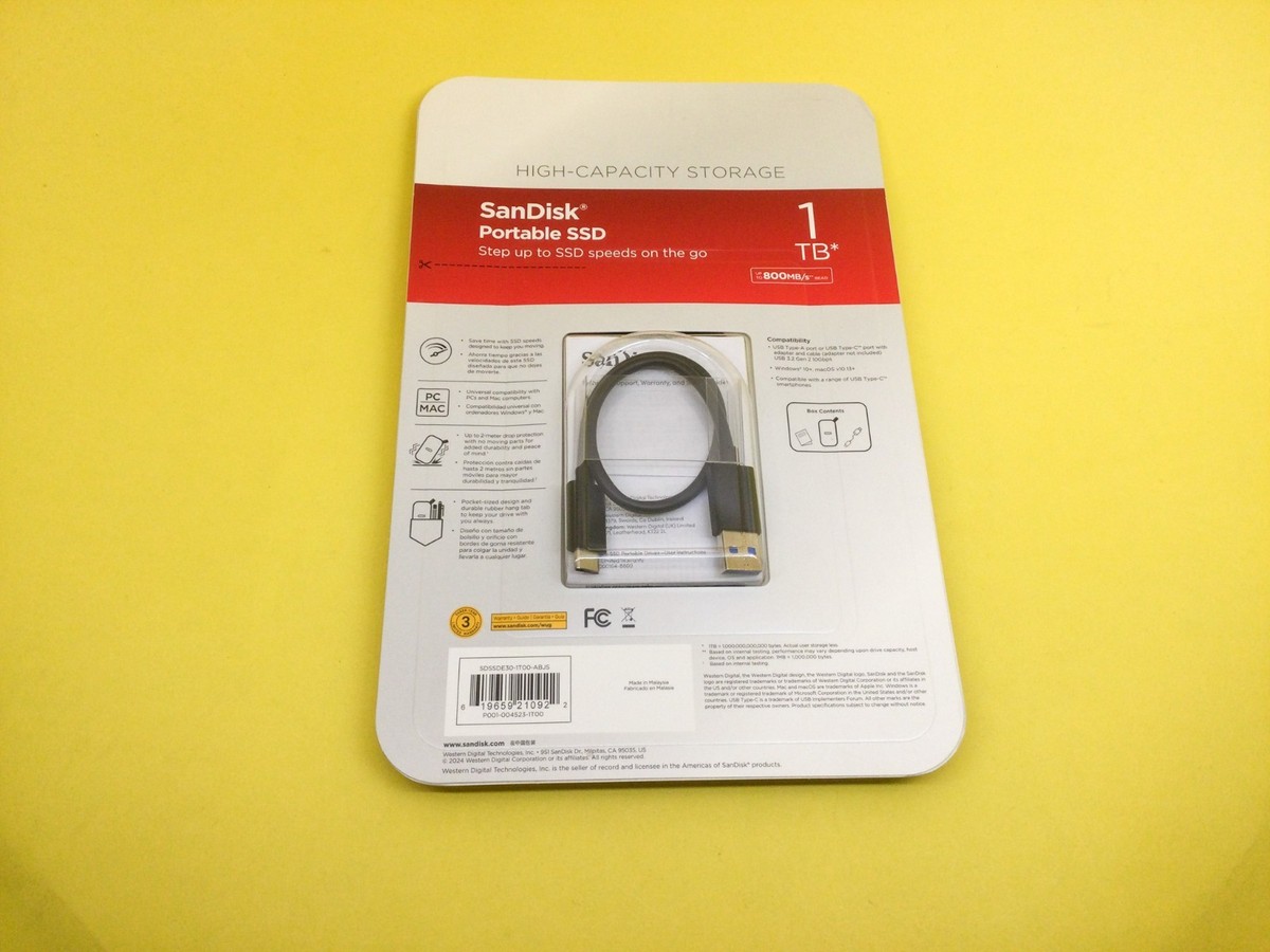 SanDisk 1TB Extreme Portable USB-C USB 3.2 External SSD SDSSDE30