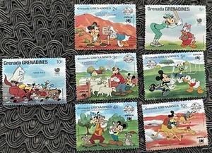 7 Grenada Disney Stamps Year 1988
