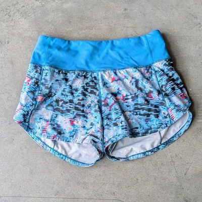 Lululemon Speed Up Short Long 4'' Quick Start Multi Hawaiian Blue size 2