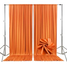 10ft x 10ft Orange Backdrop Curtains for Parties, Fabric Satin Background Cur...