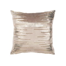 Home Collection Prasla 18-inch Taupe/Gold Metallic Decorative Accent Pillow P...