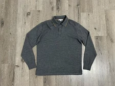 Uniqlo JW Anderson Polo Shirt Mens Medium Gray Wool Blend Collared Long Sleeve 