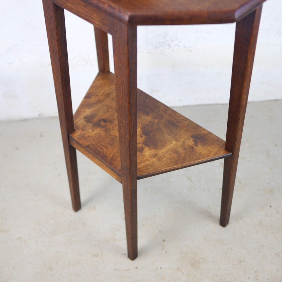Antique Oak Arts & Crafts Two Tier Side Table Plant Stand Vintage ...