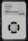1912-D Barber Dime NGC AU Details Cleaned