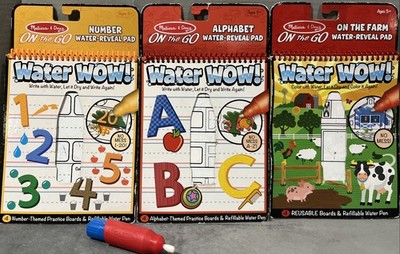 Vintage Melissa & And Doug On the Go Farm Alphabet Number Water Wow Reveal Book
