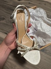 Jewel Badgley Mischka Women's Iona Pearl Embellished Block Heel Sandal