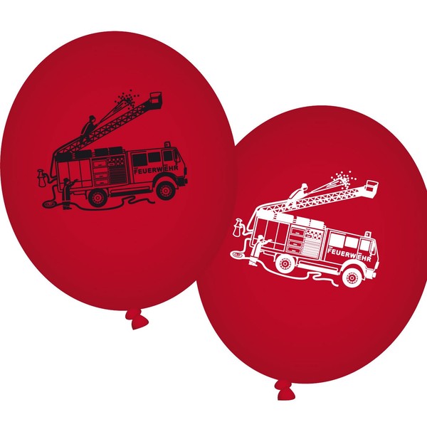 8 Luftballons Feuerwehr Ballons Deko Kinder Geburtstag Kindergeburtstag Party-image
