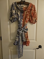 Farm Rio Button Front Dress With Belt XS Euc