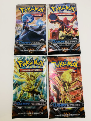 4 Booster- Artwork Set   Pokemon XY Dampfkessel / Steam Siege   Deutsch   NEU  