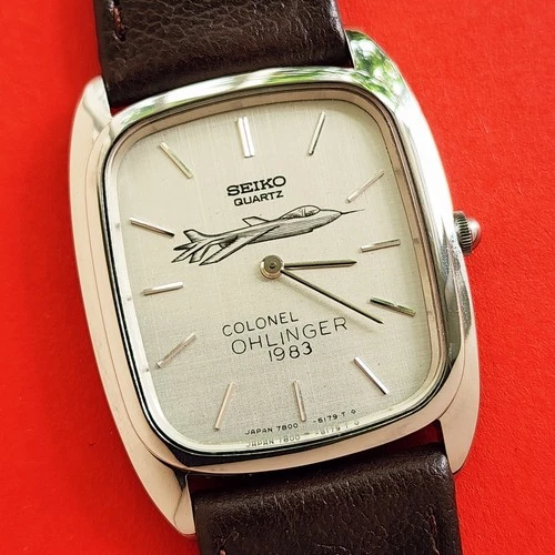 Seiko Pilot Watch Colonel Ohlinger 7800-5189 Tank Vintage Box Leather Band