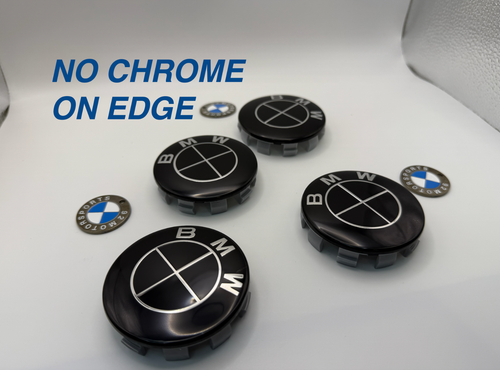 BMW Floating Wheel Center Caps: Black & White - 68mm/56mm