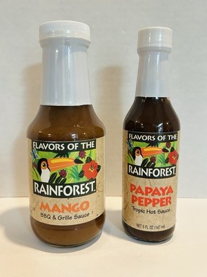 Rainforest Cafe Flavors of the Rainforest Sauce Set (2) Mango BBQ Papaya Pepper