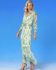 NICoBLU Celine Maxi Crinkle Chiffon Dress Size 4 Meadow Reverie Stretch Boho