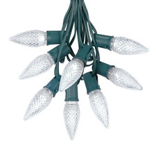 25 Foot C9 LED Christmas Light Set, Hanging String Lights, Green Wire