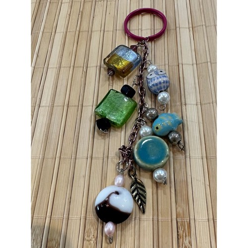 Unbranded Boho Lamp-work Glass & Ceramic Charm Keychain Owl Bird Leaf Fish
