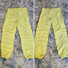 Lululemon Dance Studio Pant II Loose Fit Baggy Wide Leg Ruched Yellow Womens 6